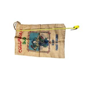 Vintage Colombian Bud 50 Lbs Burlap Sack Wall Art Hanging Decor